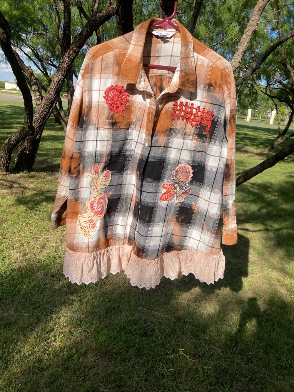 Old Navy Brown and White Plaid Boyfriend Shirt